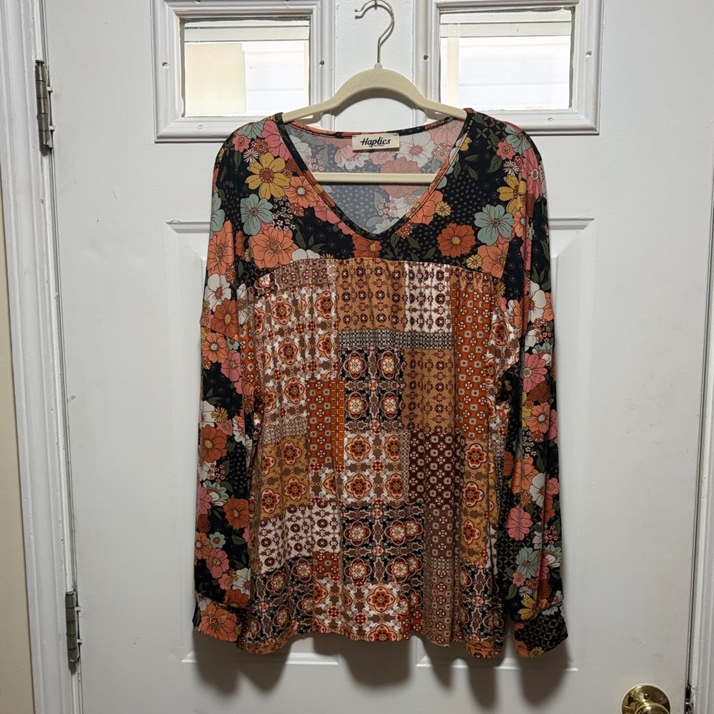 Patchwork Floral Blouse - Multicolor - image 1
